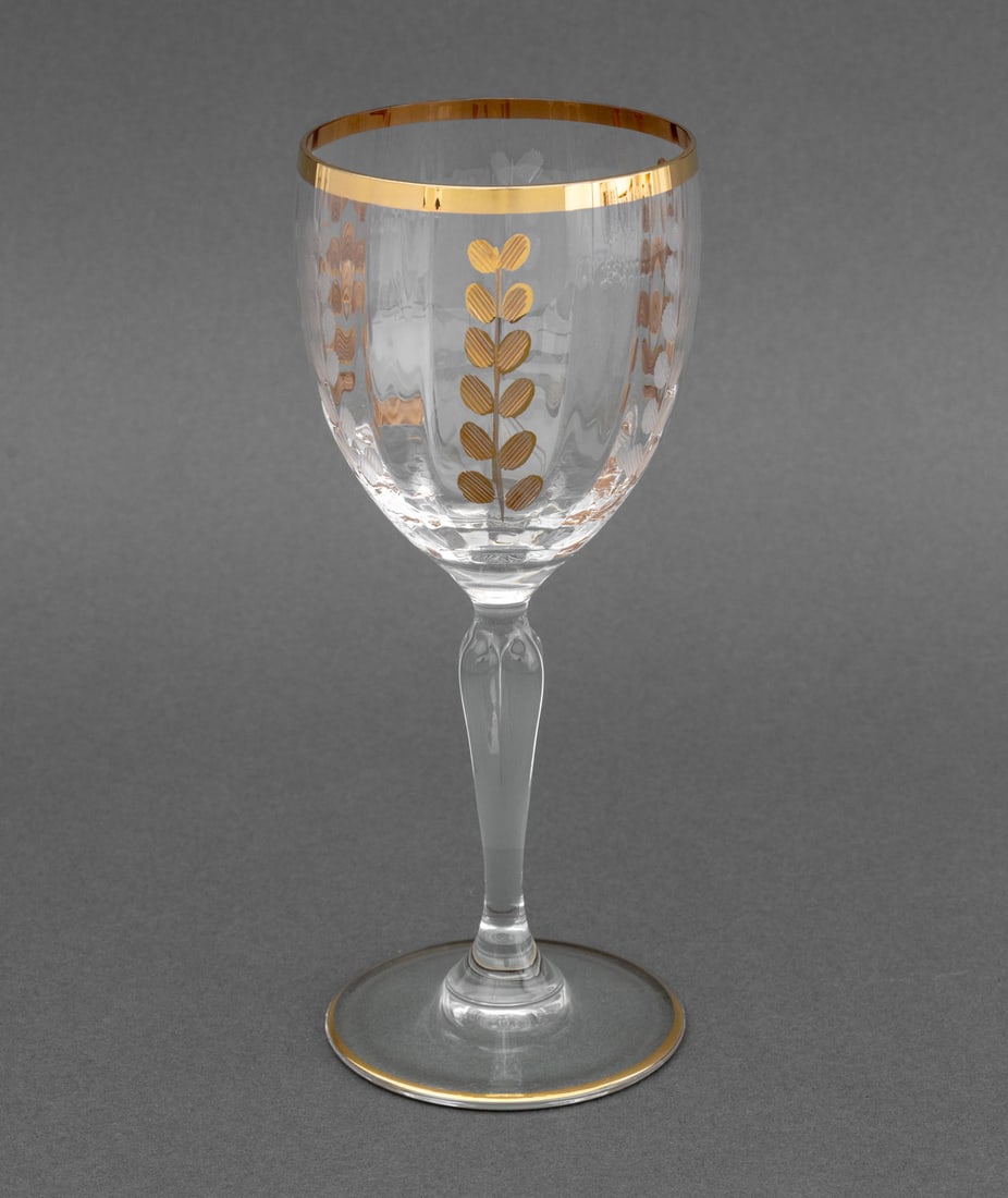 Leaf Pattern Gilt Crystal Stemware Service, 16 - 3
