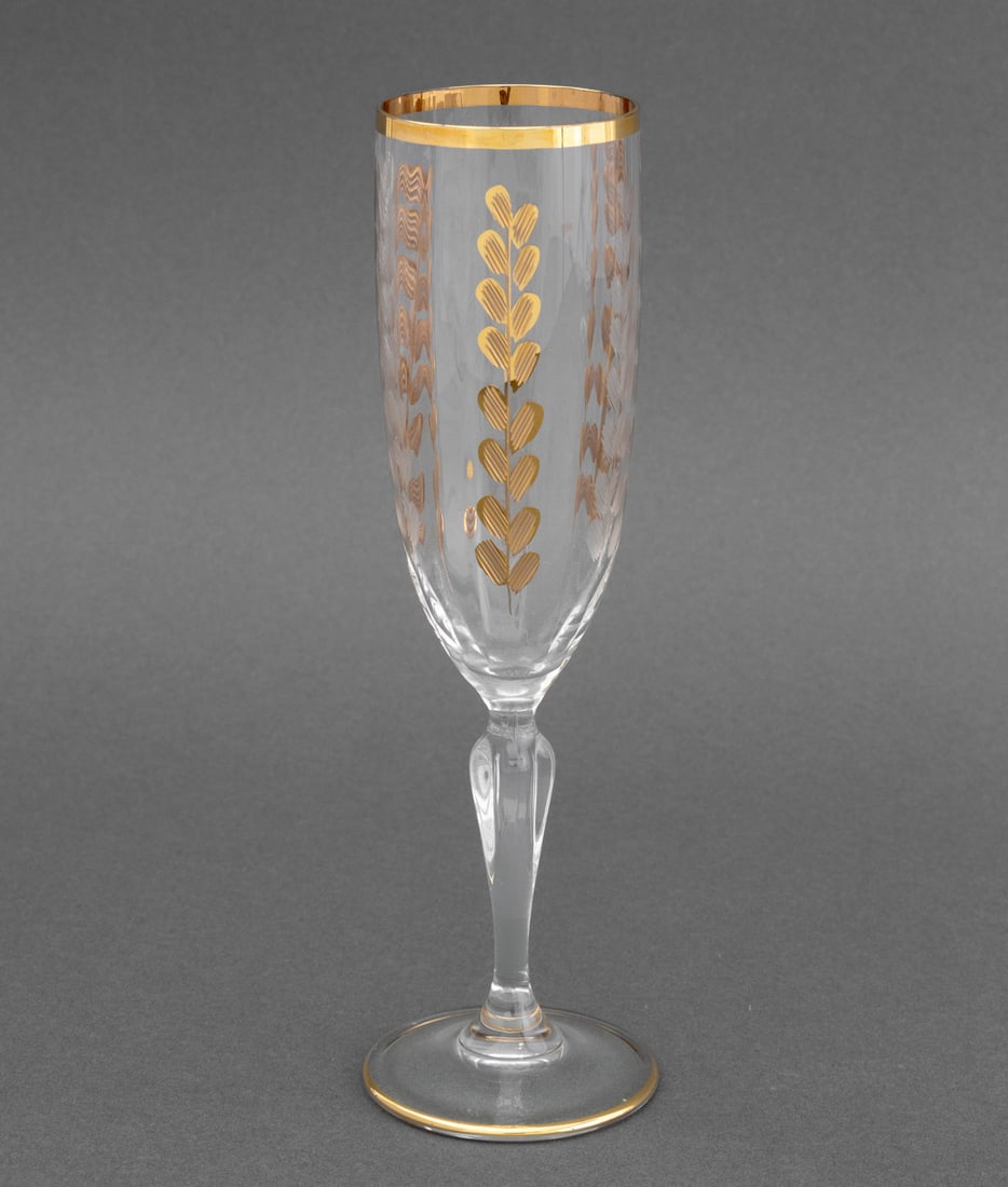 Leaf Pattern Gilt Crystal Stemware Service, 16 - 8