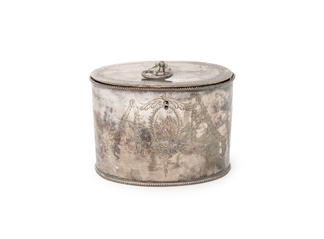 Victorian Silver Plate Oval Tea Caddy (1 of 8)