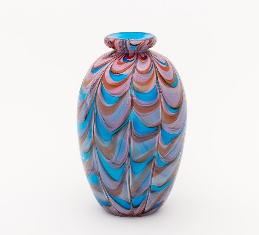 Murano Pulled Feather Glass Vase - 4