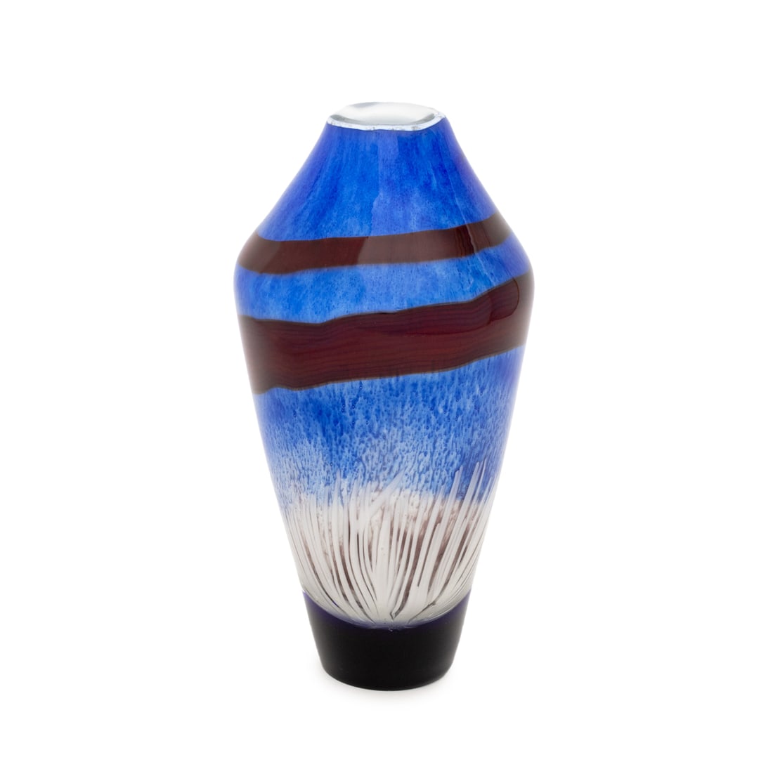 Murano Abstract Pattern Cobalt Blue Glass Vase (1 of 8)