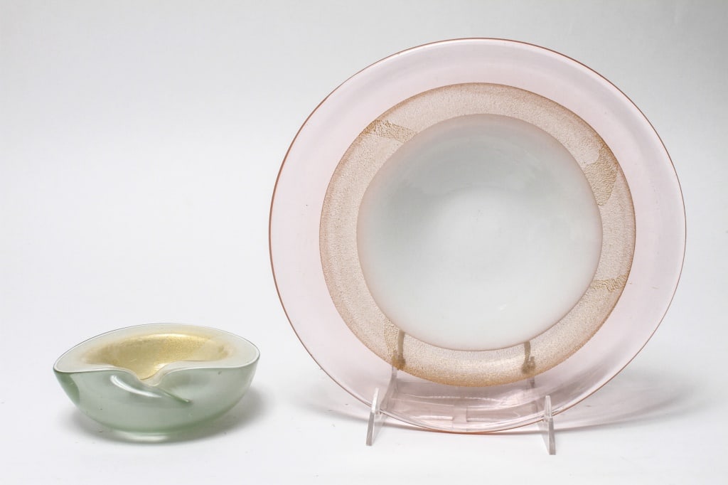 Italian Murano Aventurine Glass Plate & Ashtray, 2 (1 of 6)