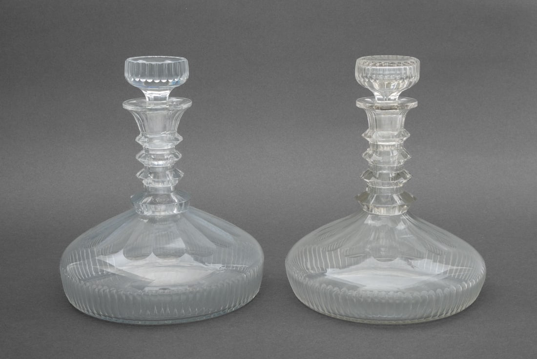 Georgian Cut Crystal Ship's Decanters, Pair (1 of 7)