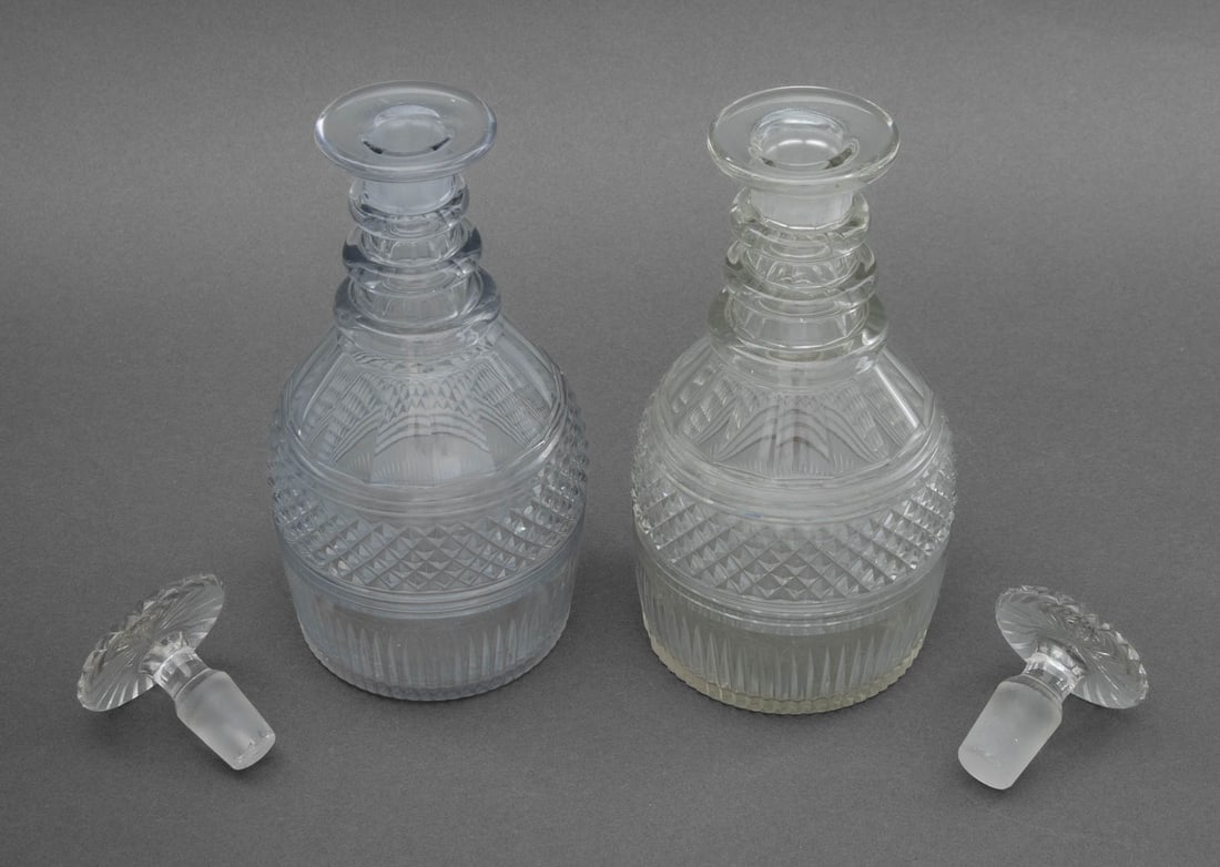 Georgian Faceted Cut Crystal Decanters, Pair - 4