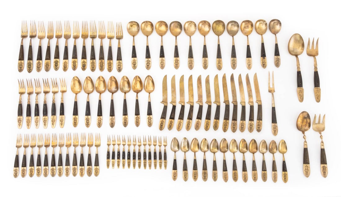 Thai Horn & Gold-Tone Metal Flatware Service, 89 (1 of 11)