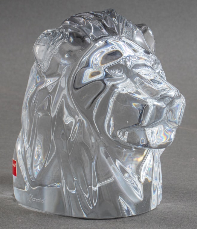 Baccarat Crystal Lion Head Sculpture (1 of 10)