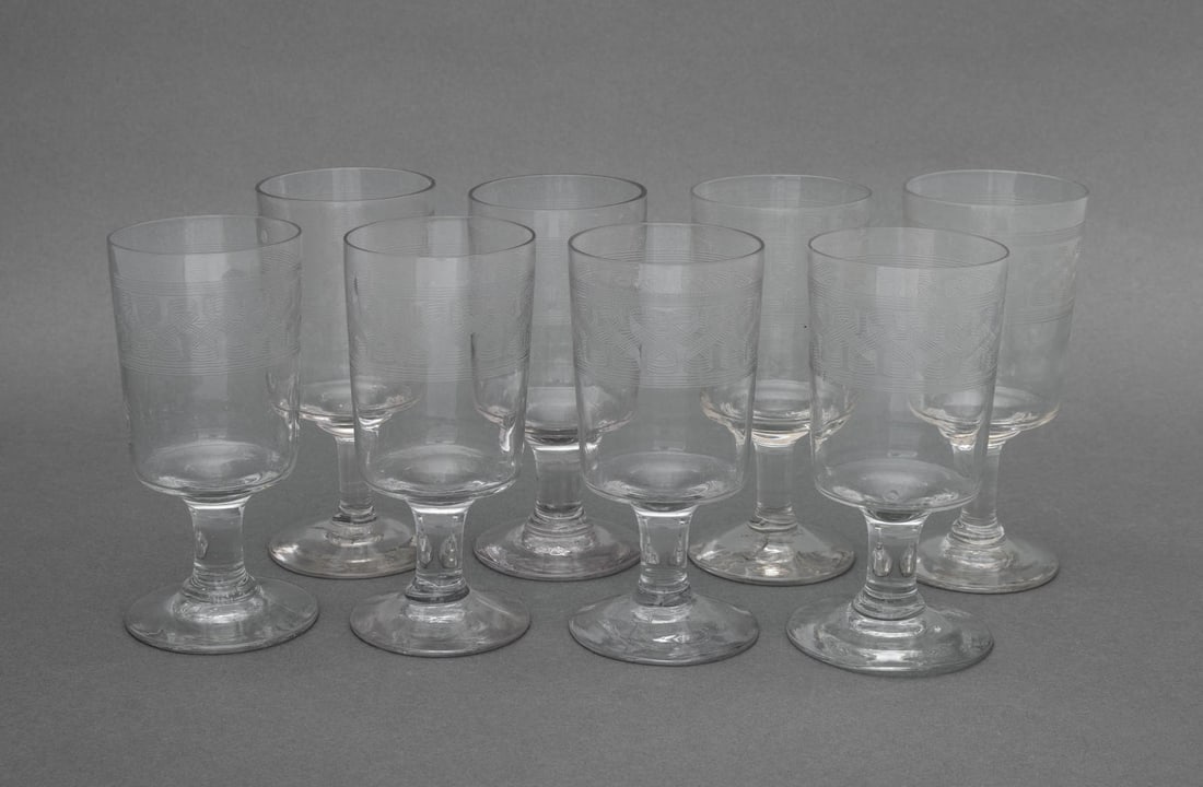 European Blown Glass White Wine Glasses, 8 (1 of 6)