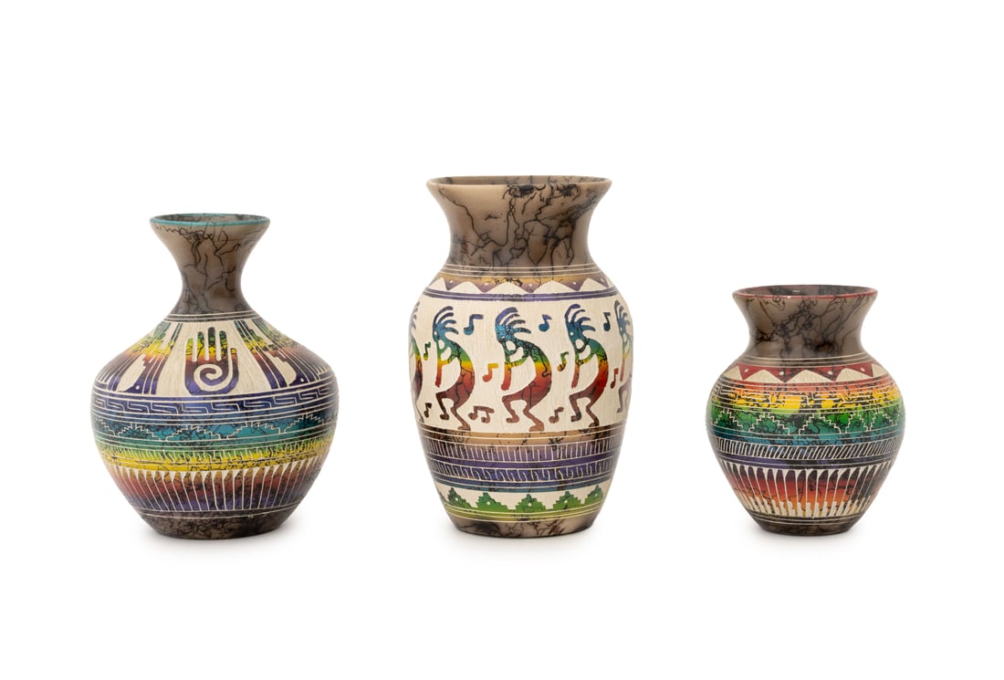 Hilda Whitegoat Horse Hair Pottery Vases, 3 (1 of 13)