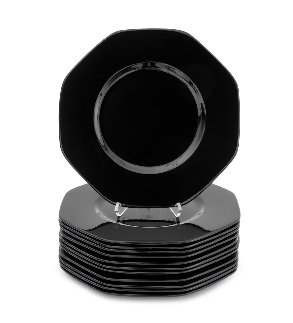 Este C.E. Black Glazed Ceramic Dinner Plates, 12 (1 of 6)