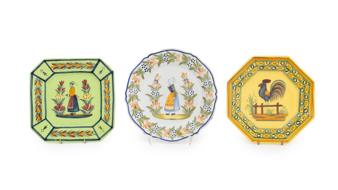 Quimper Pottery Henriot Faience Plates, 3 (1 of 16)