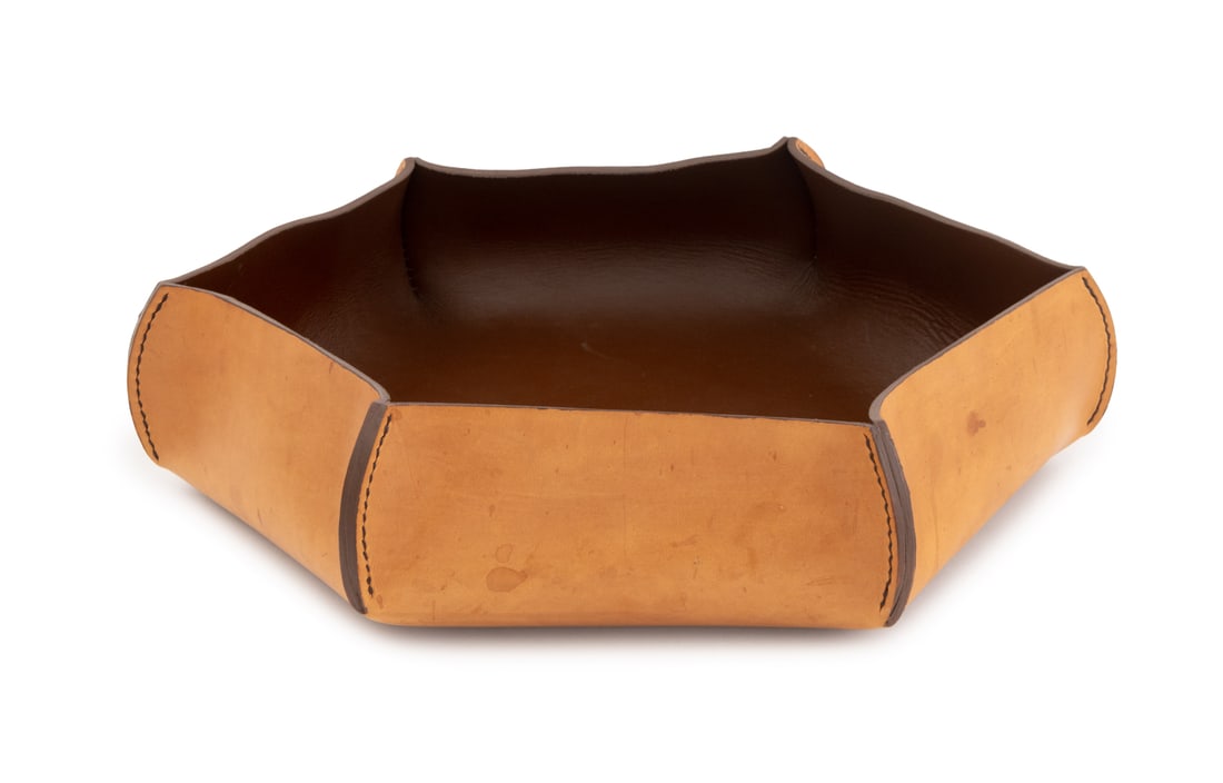 Natural Leather Hexagonal Centerpiece Bowl (1 of 7)