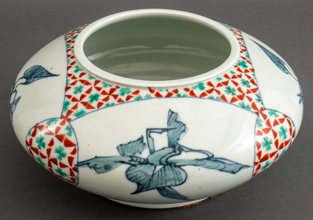 Japanese Hand-Painted Orchid Motif Porcelain Vase (1 of 6)