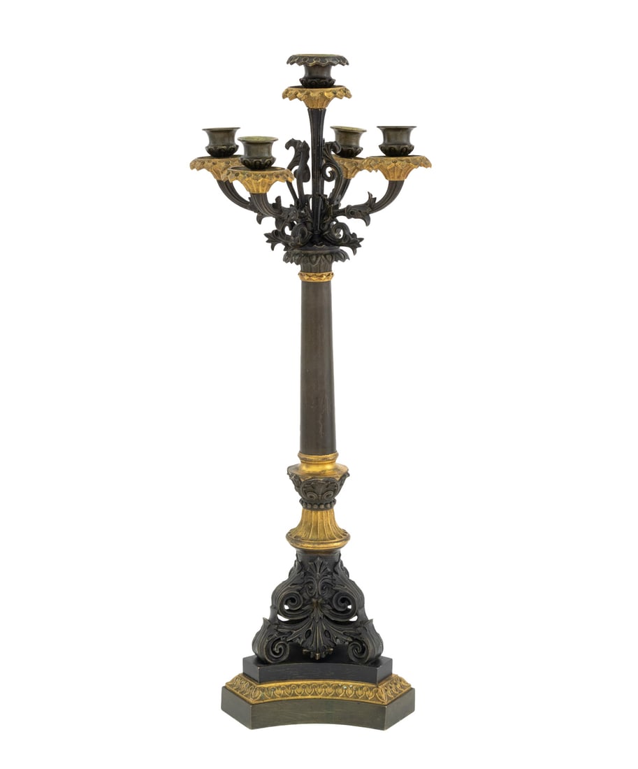 French Restauration Patinated Bronze Candelabrum (1 of 8)