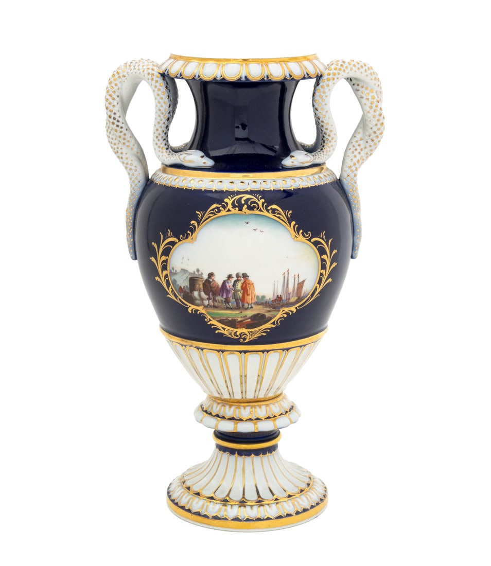 Meissen Gilt and Cobalt Blue Porcelain Vase (1 of 11)