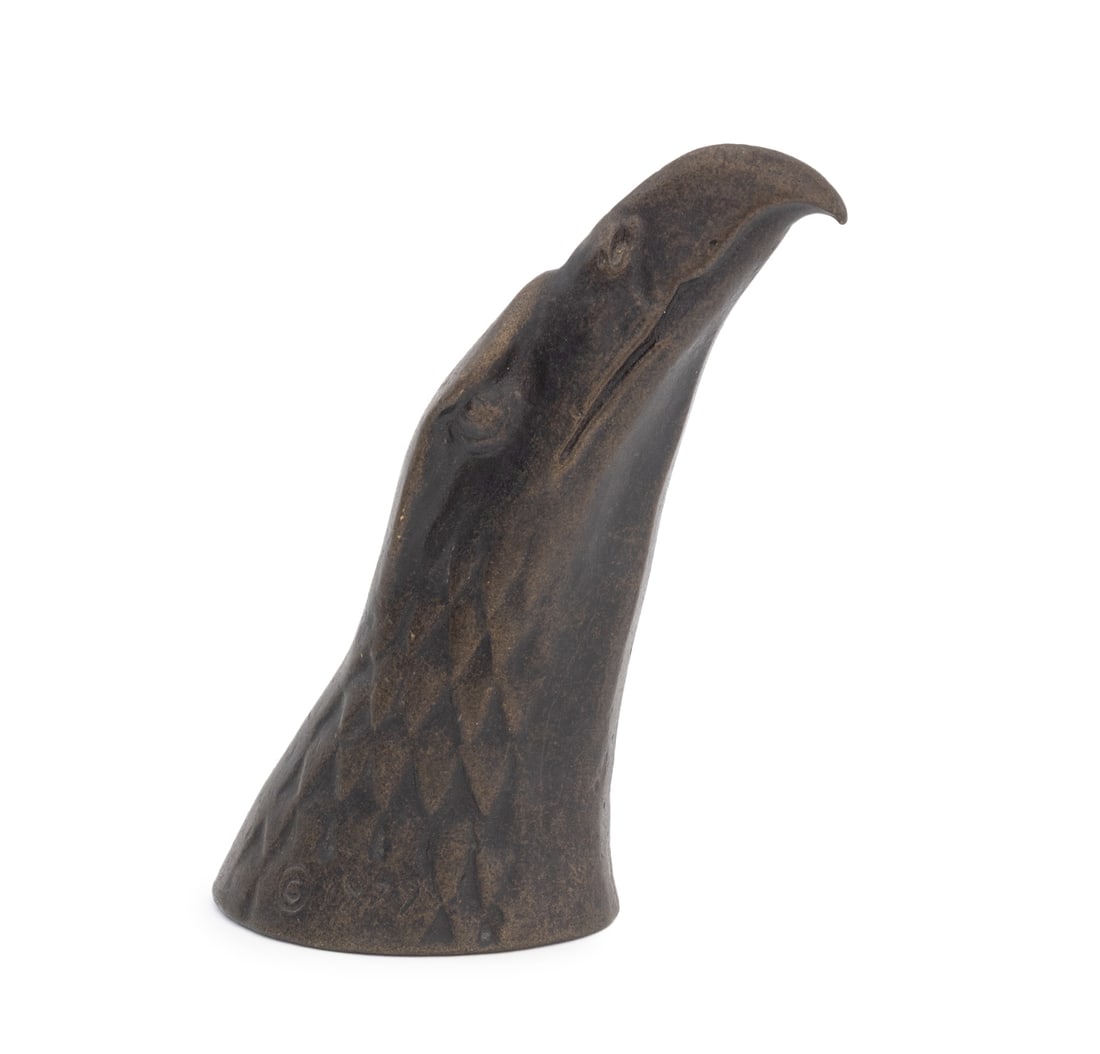 Scott Nelles Eagle Head Patinated Bronze, 1979: Scott Nelles (American, XX-XXI) Eagle Head Patinated Bronze Sculpture, 1979, signed and dated near base. 4.75" H x 3.5" W x 2" D. Provenance: From a New York City Collection. Keywords: Statue,