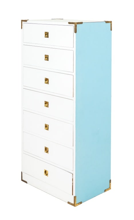 Campaign Style White Painted Chest of Drawers (1 of 6)
