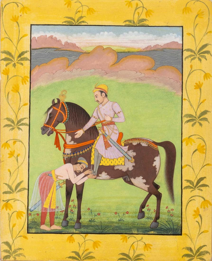Indian Mughal Emperor on Horseback Gouache (1 of 11)