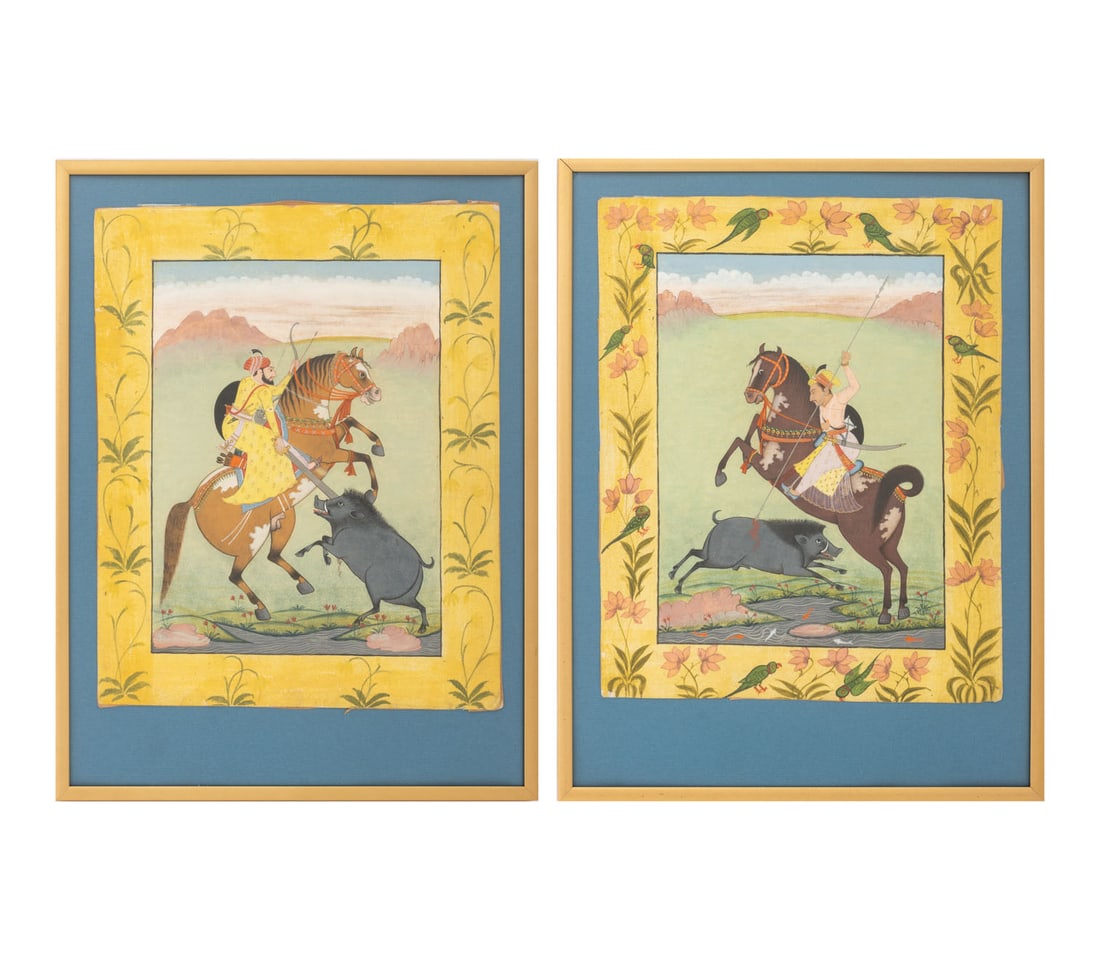 Persian Warrior Scenes Gouache on Paper, Pair (1 of 9)
