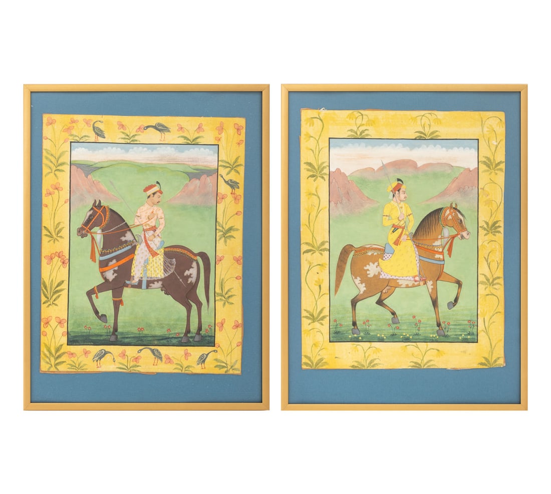 Persian Warrior Scenes Gouache on Paper, Pair (1 of 9)