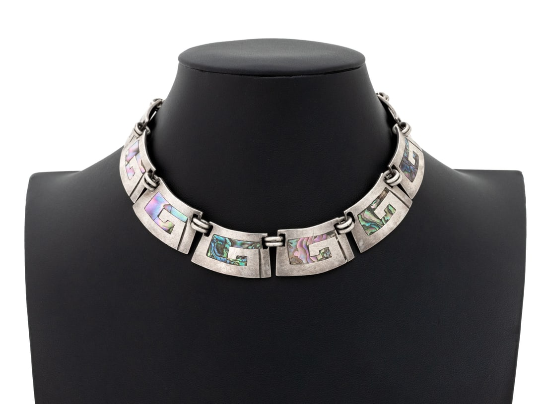 Mexican Sterling Silver Abalone Inlay Necklace (1 of 8)