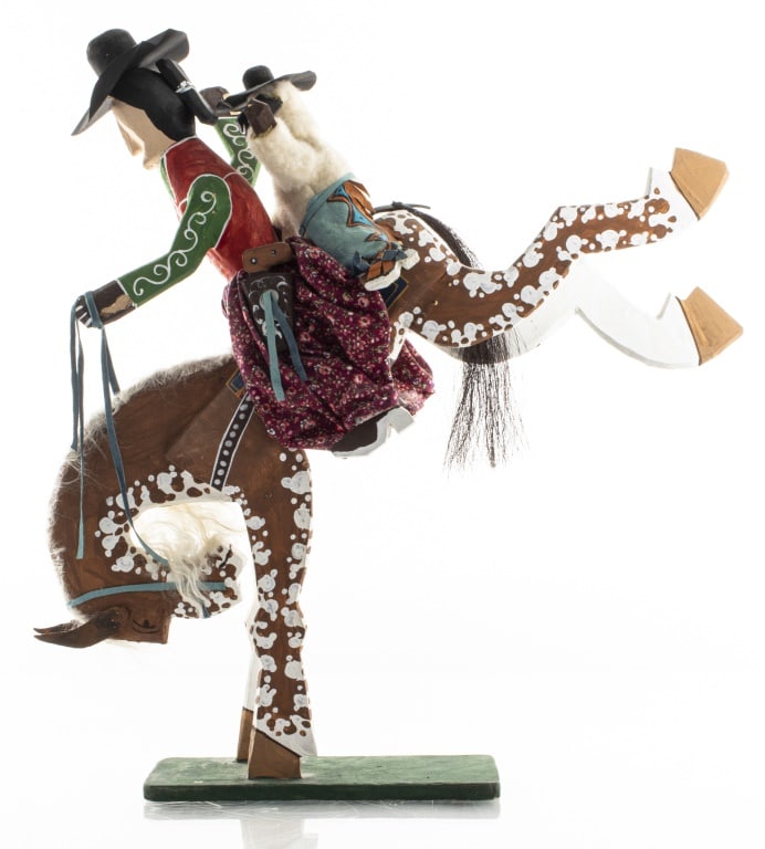 Delbert Buck Rodeo Rider Painted Wood Sculpture (1 of 10)