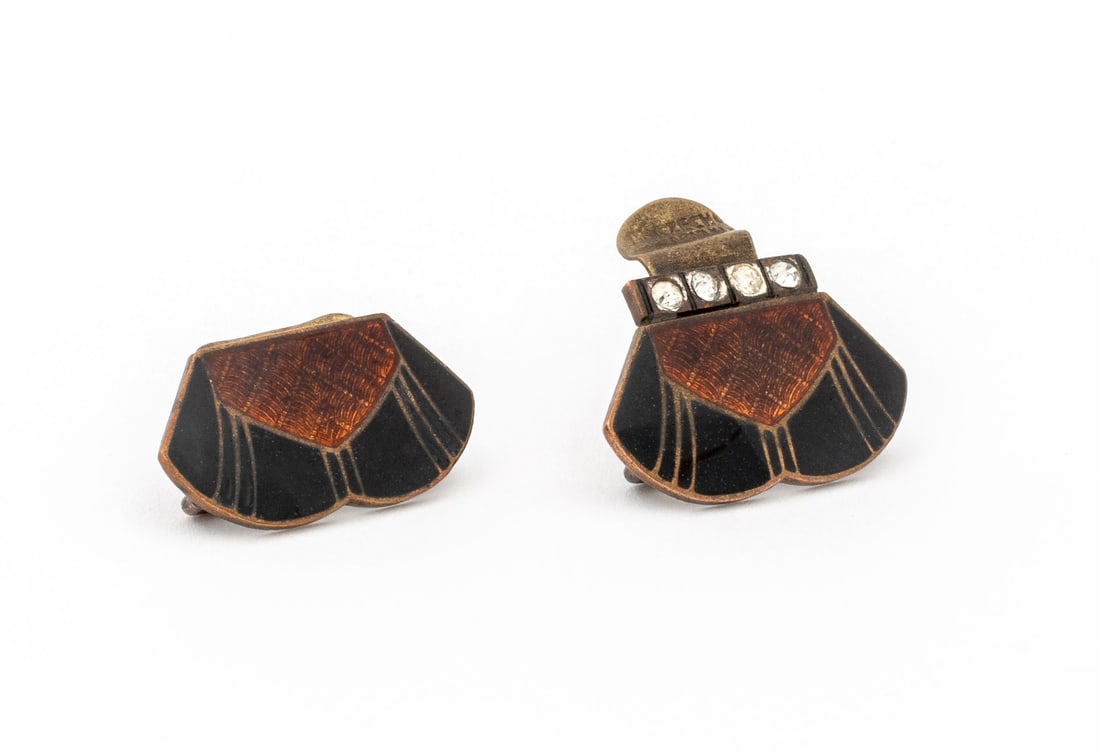 Bohemian Art Deco Gem-Set Enameled Belt Buckle (1 of 7)