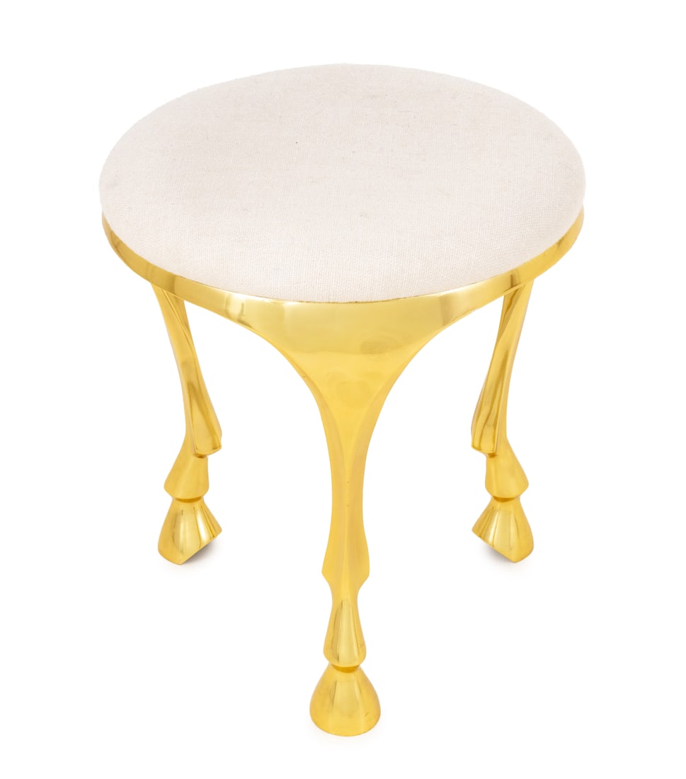 Postmodern Hoof Foot Upholstered Tripod Stool (1 of 8)