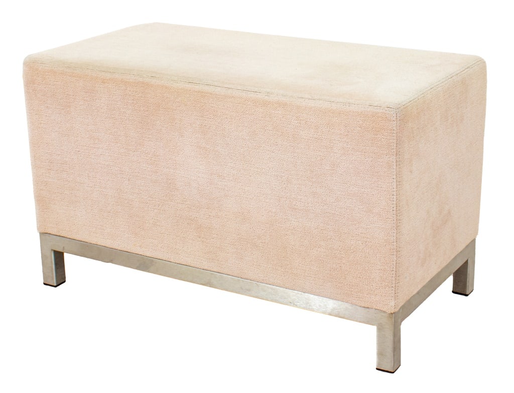 Modern Small Off-White Upholstered Ottoman (1 of 5)