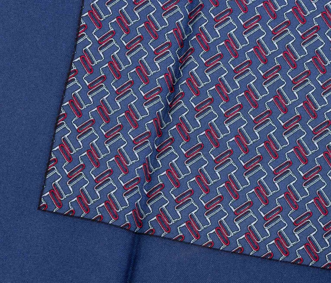 Hermes Geometric Pattern Silk Twill Pocket Square - 3