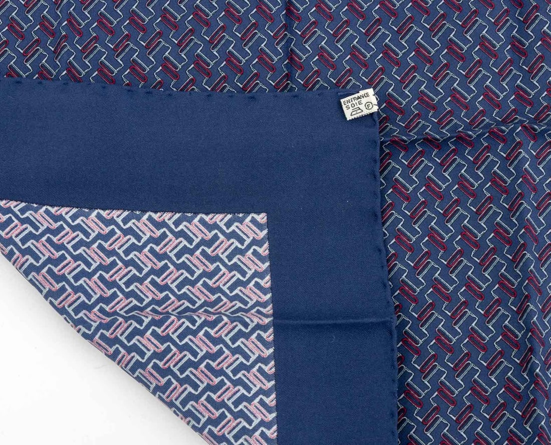Hermes Geometric Pattern Silk Twill Pocket Square - 5