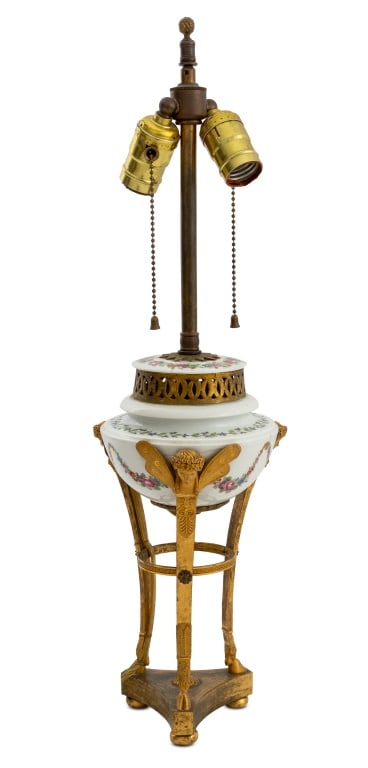 Empire Style Porcelain Oil Lamp Mounted as Lamp (1 of 5)