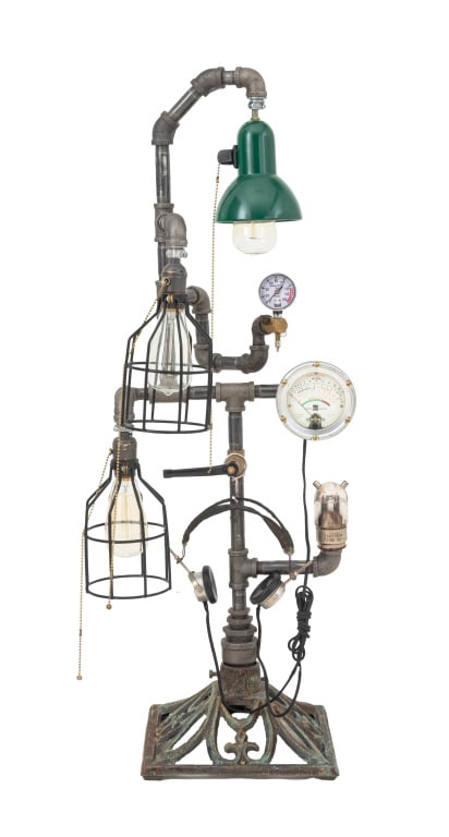 Steampunk Found Object Table Lamp (1 of 7)