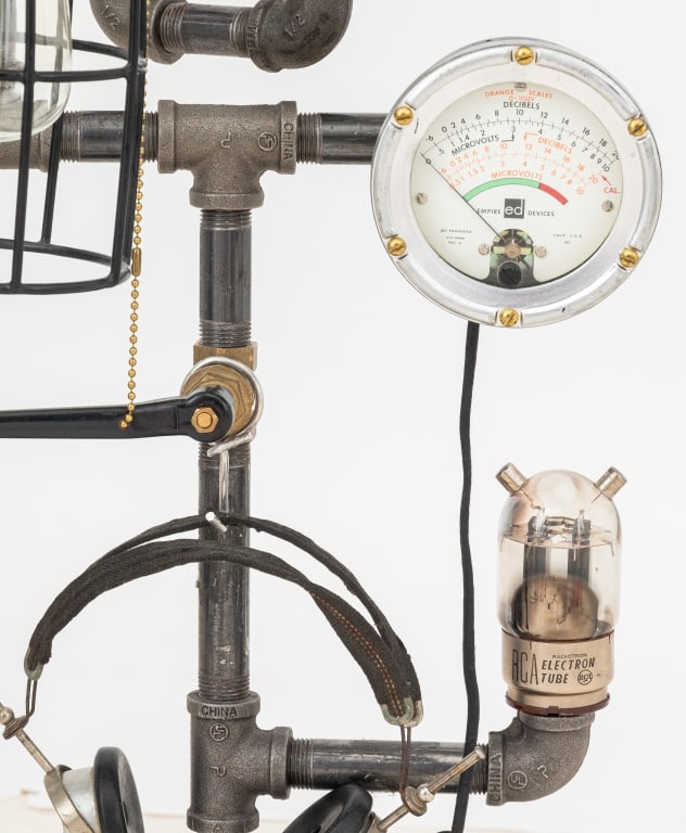 Steampunk Found Object Table Lamp - 4