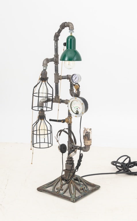 Steampunk Found Object Table Lamp - 6