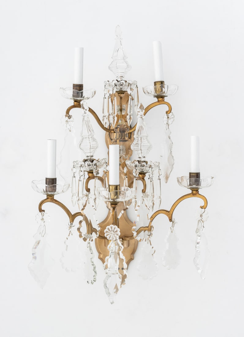 Louis XV Style Crystal Drop Pendant Wall Sconce (1 of 5)