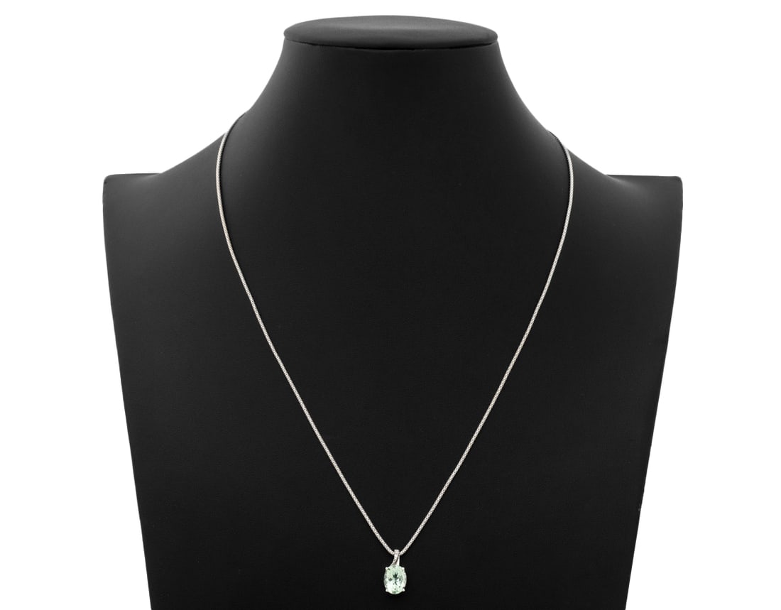 14K White Gold Aquamarine Diamond Pendant Necklace (1 of 6)