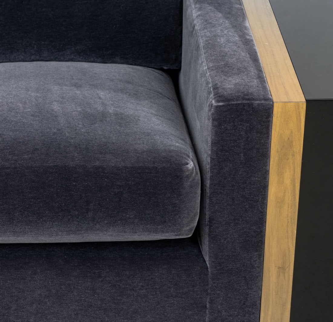 Contemporary Blue Gray Velvet Sleeper Sofa - 4