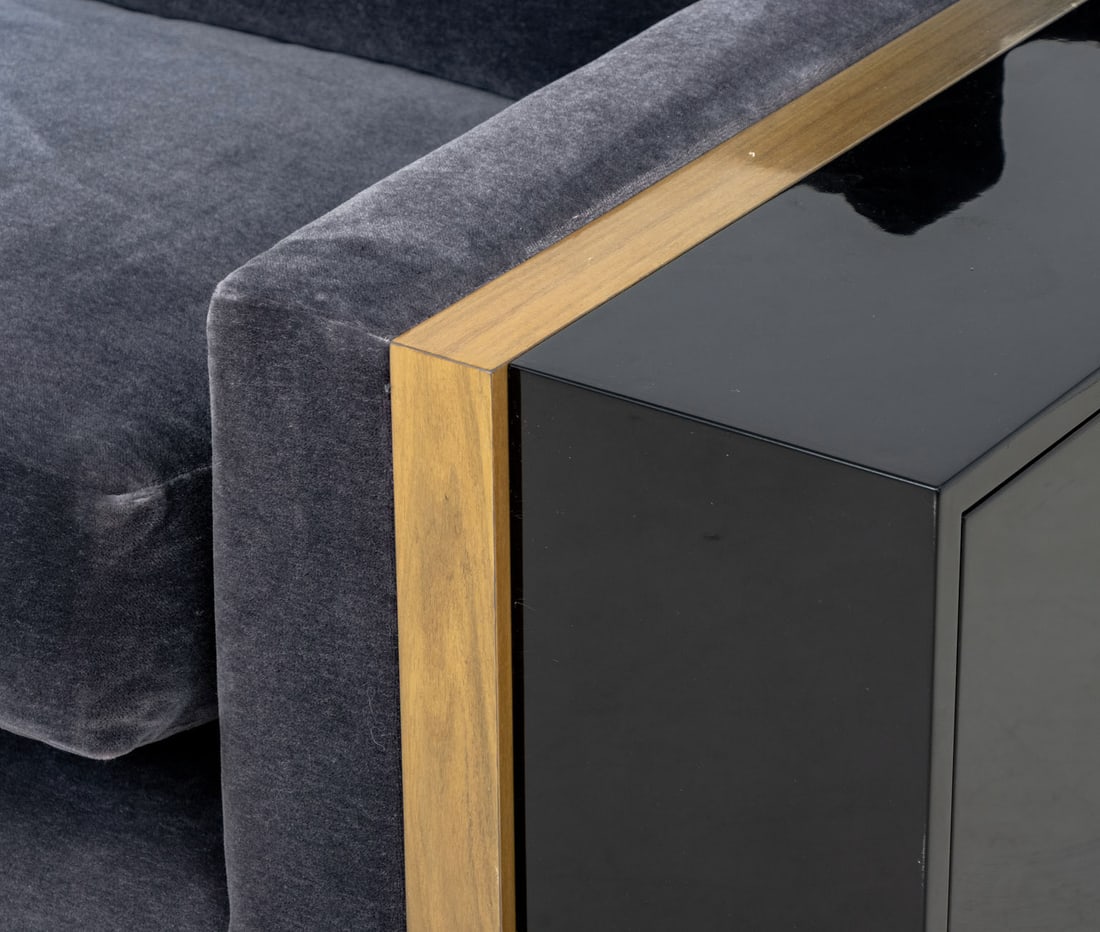 Contemporary Blue Gray Velvet Sleeper Sofa - 6