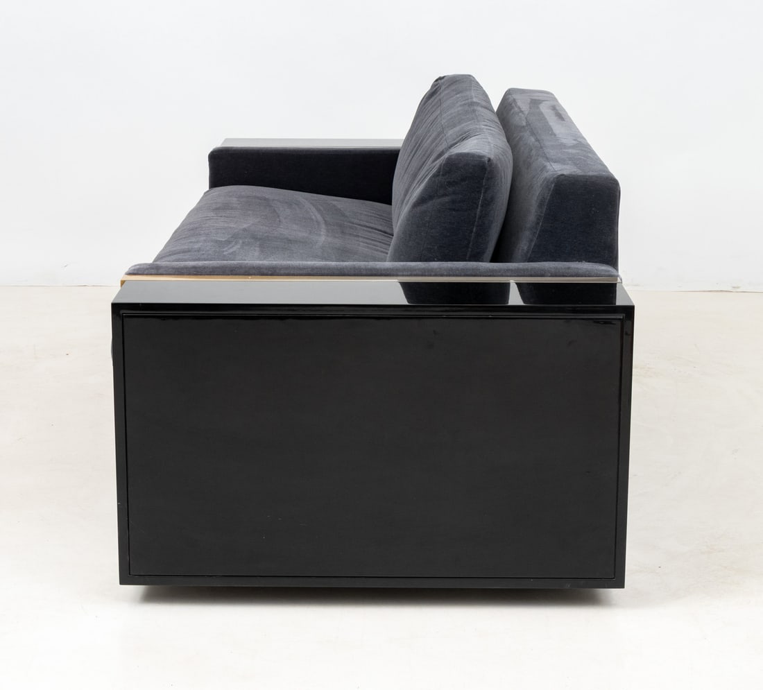 Contemporary Blue Gray Velvet Sleeper Sofa - 7