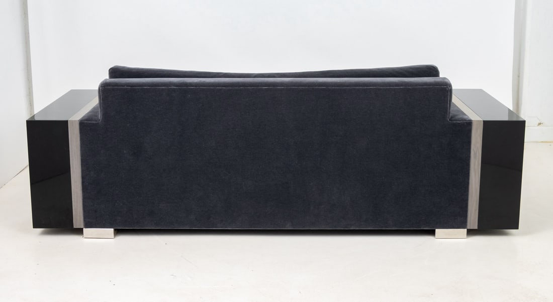 Contemporary Blue Gray Velvet Sleeper Sofa - 8