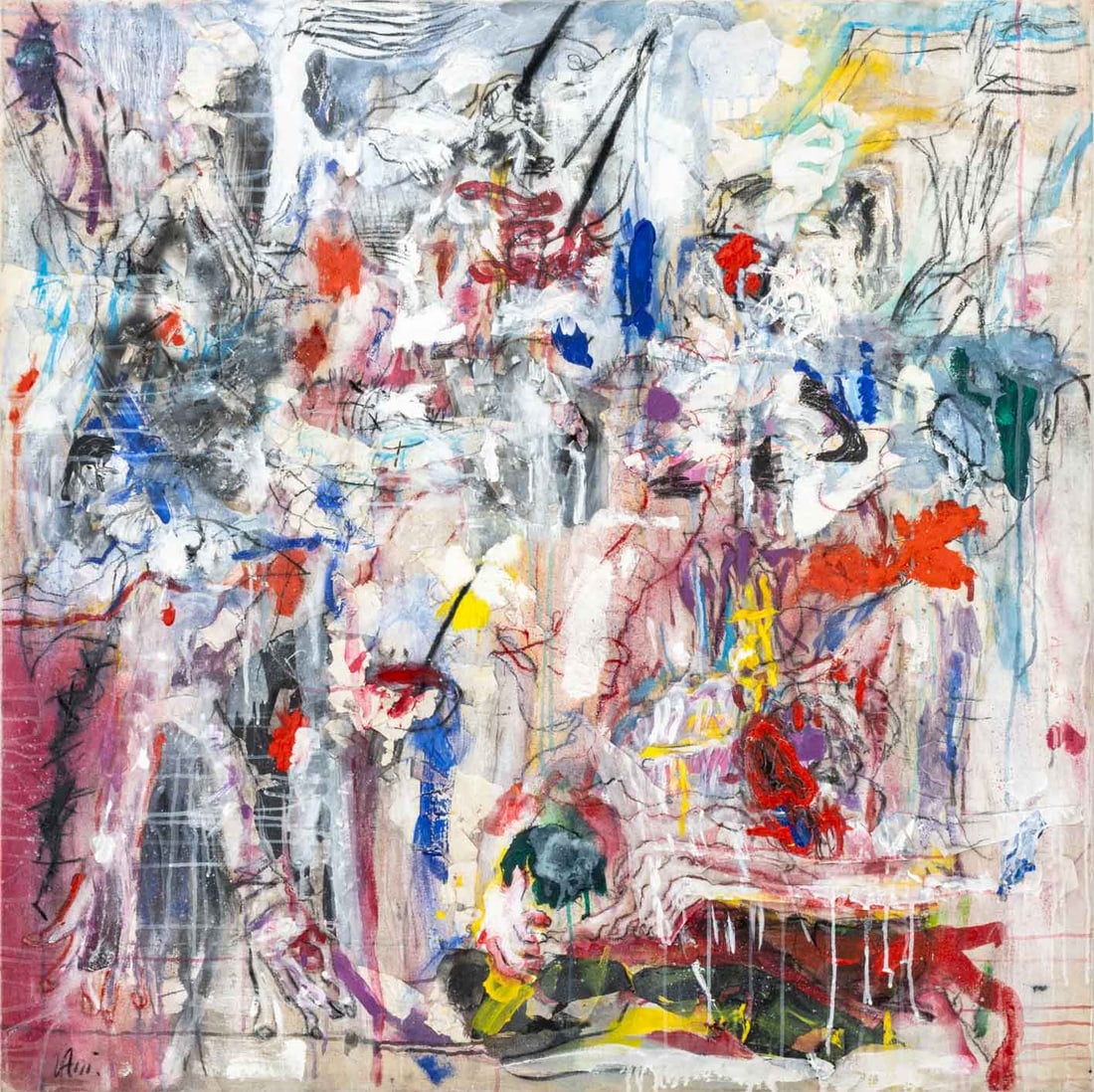 Olivier Valli "L'Enfant de Cristal", 2013: Olivier Valli (French, b. 1965), "L'Enfant de Cristal" [Crystal Child], Mixed Media on Canvas with Collage Elements, 2013, signed lower left, titled, signed, and dated verso, with Certificate of