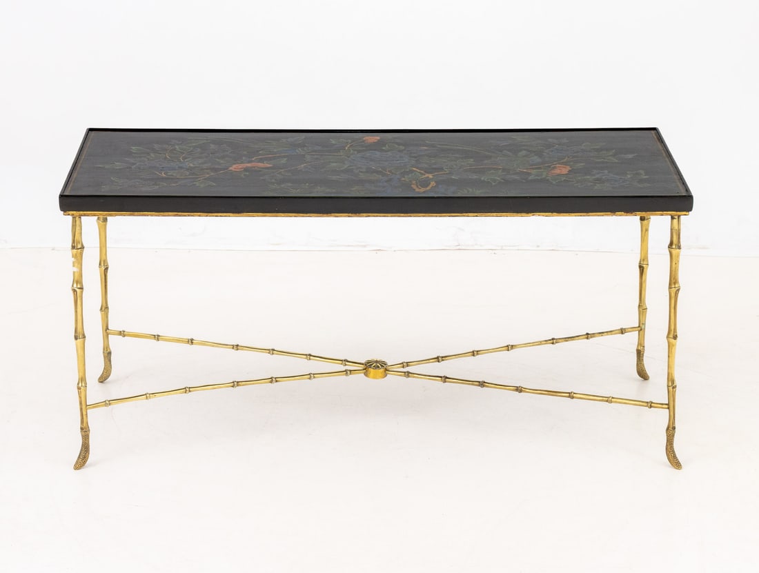Maison Jansen Style Faux Bamboo Brass Coffee Table - 2