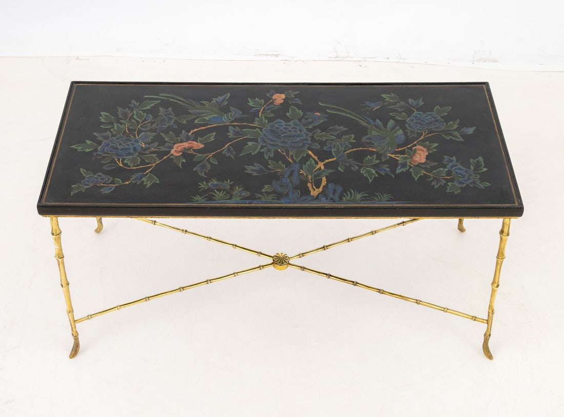 Maison Jansen Style Faux Bamboo Brass Coffee Table - 3