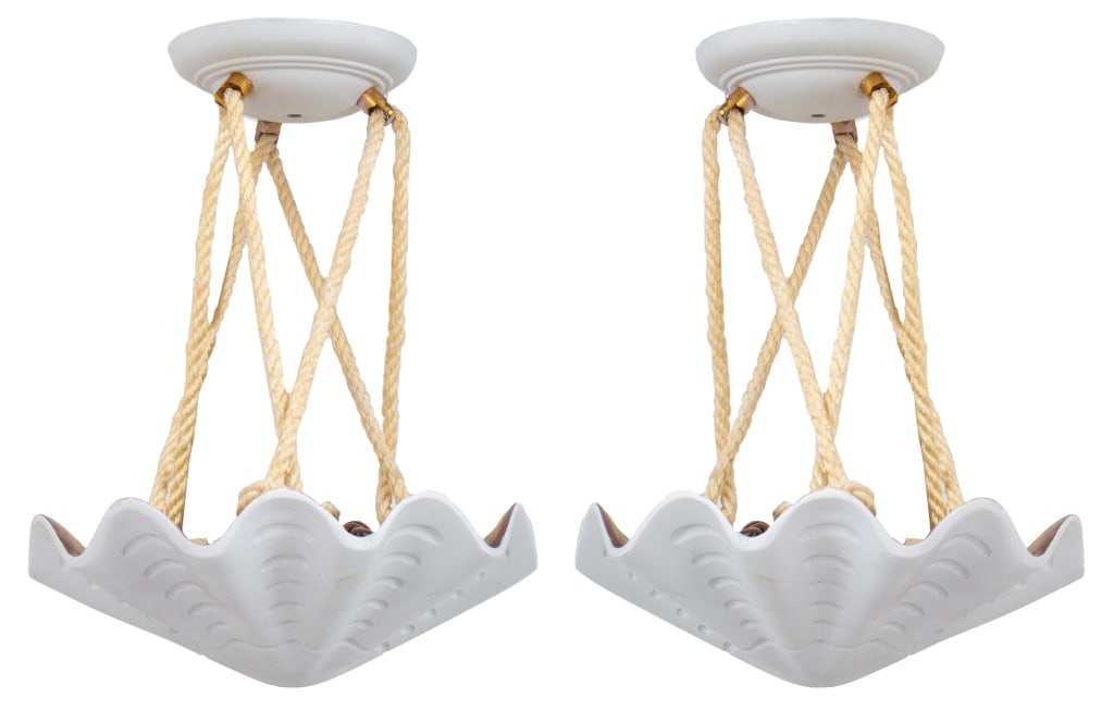 Serge Roche Style Shell Form Pendant Lamps, Pair (1 of 10)