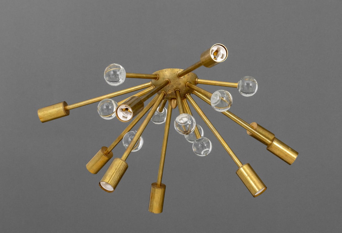 Modern Brass Sputnik Flush Mount Chandelier (1 of 6)