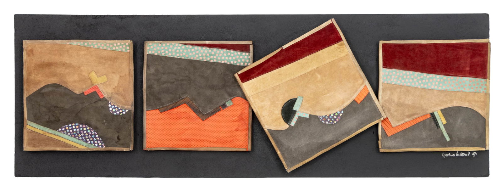 Giorgio Saporiti Leather Patchwork Tapestry, 1991 (1 of 10)