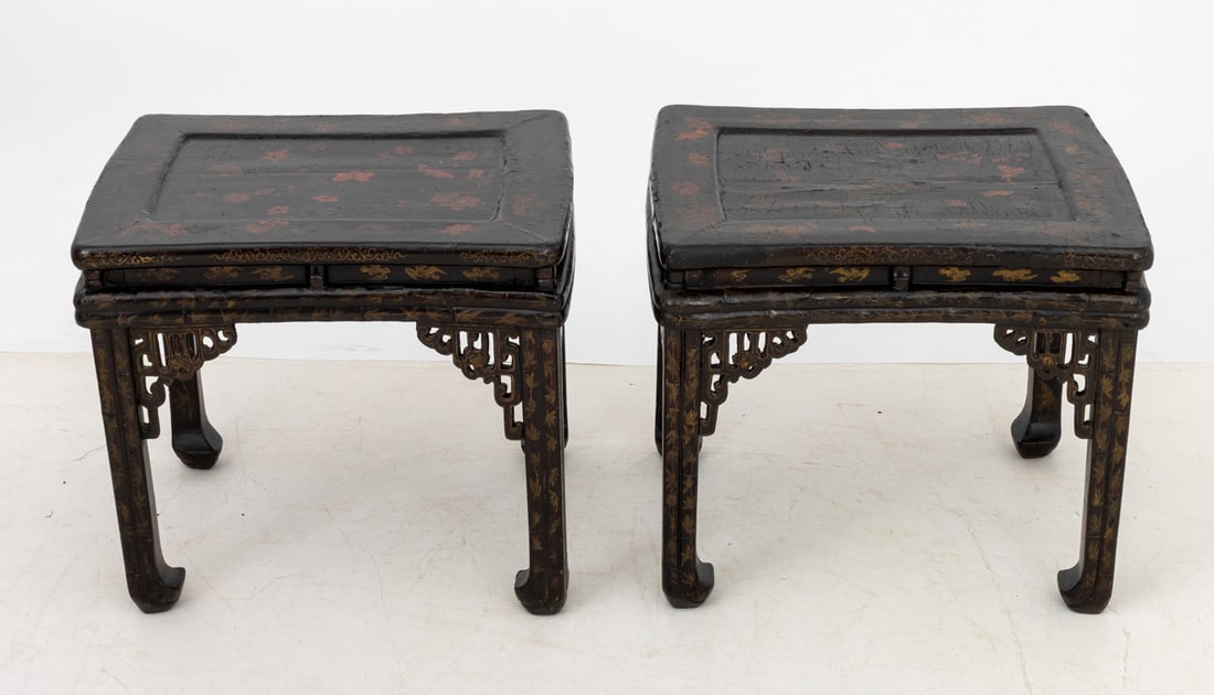 Chinese Lacquer End Tables, Pair - 3