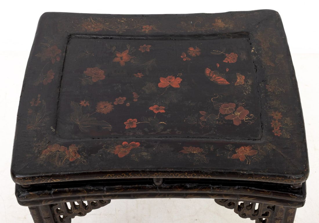 Chinese Lacquer End Tables, Pair - 4