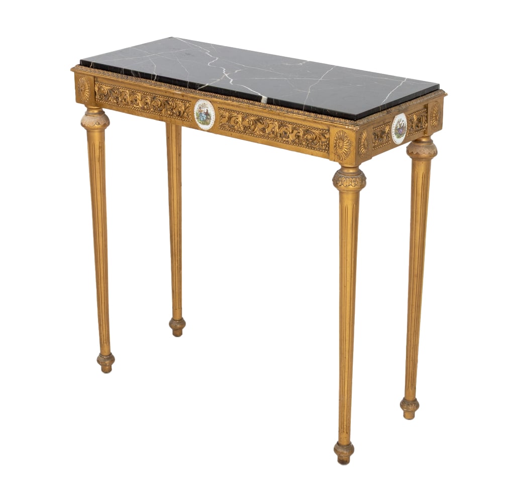 French Neoclassical Marble Top Giltwood Console (1 of 8)