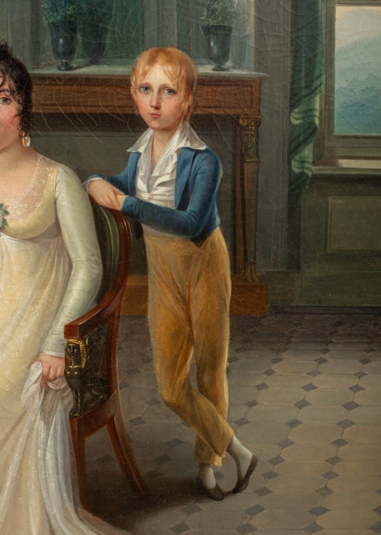 Francois Kinson Attr Family Portrait Oil on Canvas - 7